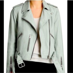 All Saints Lamb Skin Balfern Leather Biker Jacket Size 6